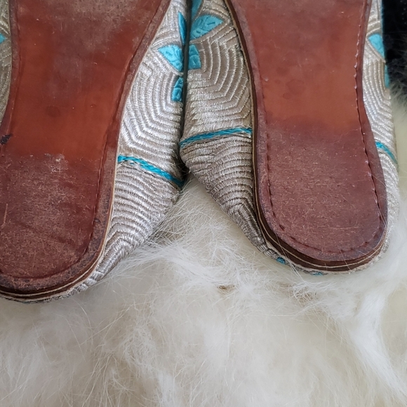 Leather Silver/Blue Morracan Slippers-SZ 7 - Picture 12 of 13